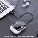 Bluetooth 5.3 Transmitter Receiver Portable Wireless Audio Adapter AUX TF MP3 Player Stereo Touch Screen Digital Clock Speaker