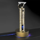 New Resuxi LM-911 Salon Home Boy Oil Head Carving Clipper Retro Charging Pusher with Base Hair Trimmer for Men