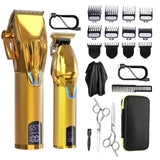 Resuxi LM-2027 Cordless Rechargeable Low Noise Professional Barber Shop Salon Hair Cutting Clipper 2 Pieces Set