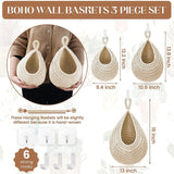 Fruit Baskets Kitchen - 3Pack Boho Wall Hanging Basket With 6Pcs Hooks For Fruits Vegetable Potato Storage