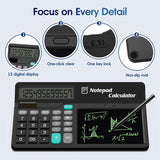 LCD Writing Tablet, 12-Digit Large Display Desk Calculator With Magnetic Stylus, Solar And Battery Supported Durable