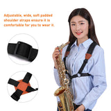 Sax Shoulder Adjustable Padded Leather Strap for Soprano Alto Baritone Saxophone Size S/M/L