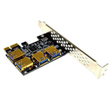 PCI-E Board Ports USB Adapter 1 to 4 Riser Card Set, 4pin Expansion Cable