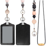 Retractable ID Badges And Keychain With PU Leather Holder Teacher Lanyards Breakaway For Women