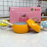 1pc, Saucepan With Lid (16.0cm), Yellow Tomato Shaped Sauce Pan With Cover, Cute Kawaii Sauce Pot, Vegetable Saucier