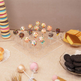 Acrylic Cake Display Stand, 16 Hole Clear Square Lollipop Holder for Weddings Baby Showers Birthday Anniversaries