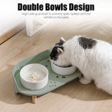 Protects Cat's Vertebra Food and Water in One-desigh Dog Cat Double Bowl Cat Bowl Feeds Semi Enclosed Anti Spill Raised