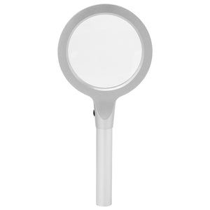 Handheld Magnifying Glass Silver White Ergonomic Handle Metal Large Illuminated Magnifier for Inspection for Seniors for Coins