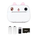 Kids Instant Printer 2.4 Inch Screen Dual Camera Timer Shooting 1080P Video Recording Thermal Inkless Printing