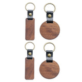 Wood Laser-Engraving Blanks Leather Strap Keychain Rectangular Key Chain