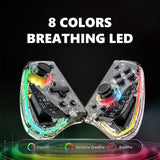 LinYuvo KS40 Transparent Style Wireless Joy-pad with 8 Color LED Switch/NS OLED,Turbo Function Controller Joystick for Lite
