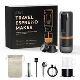 Portable 9 Bar Pressure Espresso Machine - 2 in 1 Travel Maker, Rechargeable & Compatible with Nespresso Capsules and Ground Coffee