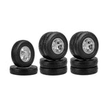 6pcs Metal Front & Rear Wheel Hub Rubber Tires Wheel Tyre Complete Set For 1/14 Rc Trailer Tractor