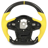 Carbon Fiber Steering Wheel Yellow Stitching Perforated Leather for GR Supra A90 J29 2020 to 2023