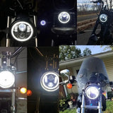 2pcs 5.75inch LED Headlight Motocycle For Harley Sportster 1200 883 Street 500 750 5-3/4" Projector Led Halo Angel Eyes Headlamp