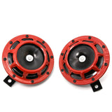 2pcs/set Red Super Loud Compact Electric Blast Tone Air Horn Kit 12V 115DB For Motorcycle Car Siren Dual Tone 335HZ/400HZ