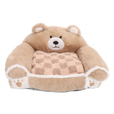 Brown Bear Pet Sofa Soft Warm Cat Couch Bed Multifunctional Dog Sofa Couch for Sleeping Relaxing Brown Bear L