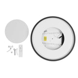 Dimmable LED Ceiling Light Fixture Flush Surface Mount Round Remote Control Light 3 Color Changeable for Dining Room Living Room Bedroom Black Frame