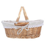 Handwoven Wicker Picnic Basket Portable Storage Organizer Fruit Display Home Kitchen Counter Rustic Basket For Outdoor Gatherings Decor
