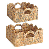 Scalloped Wicker Basket, Nursery Basket With Handles