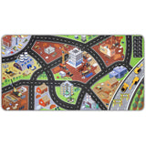 PARTYKINDOM Construction Theme Kids Carpet Playmat Engineering Playing Rug Educational Scene Map Floor Cushion with Alloy Pull Back Vehicles 170 x 90