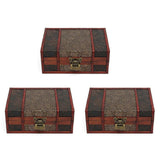 3X Large Decorative Trinket Jewelry Lock Handmade Vintage Wooden Storage Gift Box