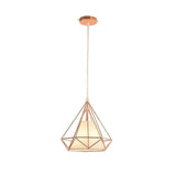 Single Head Diamond Shape Iron Material Ceiling Lamp Decoration Lamp No Bulb Included(Rose Gold)