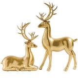 2pcs Christmas Elk Adornment Desktop Ornament Xmas Resin Elk Crafts Statues