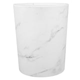 Marble Pattern Trash Can with Press Ring White Plastic Wastebasket Round Large Capacity Waste Bin for Living Room Kitchen Bathroom Office