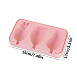 3 Grids Silicone Ice Cream Mold Thickened Food Grade Home Made 3 Hole Cartoon Ice Cream Mold Box Silicone Mold Fruit Shape