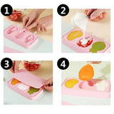 3 Grids Silicone Ice Cream Mold Thickened Food Grade Home Made 3 Hole Cartoon Ice Cream Mold Box Silicone Mold Fruit Shape