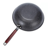 30/32/34cm Non-stick Iron Cooking Pots Pans Cookware Flat Bottom Wok with Wood Handle Kitchen Cooking Pot for Gas Induction
