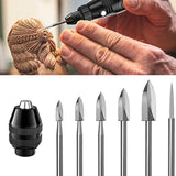 7Pc Carving Tools,1/8Inch Shank HSS Engraving Drill Wood Crafts Accessories with 4486 Chuck for Dremel Tool