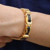 Gold Stainless Steel Men's Diamond Bracelet