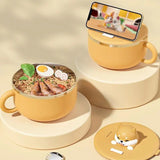 304 Stainless Bowlsteel Anti-Scalding Instant Noodle Bowl Dustproof Ramen Meal Salad Lunch Box Separate Noodles From Soup Water