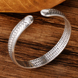 Silver S999 Braided Hemp Rope Heart Sutra Bracelet