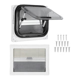 RV Exit Window 16 X 12in Acrylic Glass Aluminum Alloy Frame 75 Deg Open Angle Push Out Window for Trailer Caravan