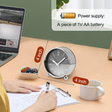 Non Ticking Alarm Clock,4 Inch Silent Bedside Clock Heavy Sleepers, Battery Operated Analogue Clock, for Home Office