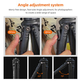 Portable Camera Stand 360° Rotatable Ballhead Aluminum Alloy 1645mm 10kg/22lbs Load Travel Tripod with Carrying Bag
