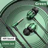 3.5mm Type C Earbuds For Phone Computer Mic Headphones Magnetic Gamer Wired Gaming Green Metal HiFi Bass Stereo Earphones