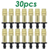 30PCS PVC Outdoor Misting Cooling System Garden Irrigation Yard Watering 1/4'' Brass Atomizer Adjustable Micro Sprinklers