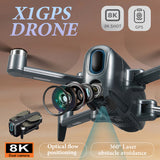 X1GPS 8K Dual Camera Drone Obstacle Avoidance FPV UAV Remote Control Brushless Aircraft Image Transmission Folding Quadcopter