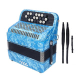 22 Key 8 Bass Accordion Professional Anti Slip Sensitive Button Accordion Musical Instrument with Strap Sky Blue