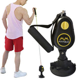 Resistant Band Abdominal Muscle Stimulator with Suction Cup Pulley Fitness Rope Trainer - 360 Degree Rotating for Home Gym
