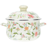 Vintage Cooking Pot Stovetop Cooking Pot Enamel Soup Pot Floral Enamel Stockpot Pot
