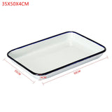1PCS Handcrafted Vintage Tray White Enamel Home Cake Oven Baking Tray Square Retro Plates