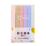 Color Highlighter Square Pen Barrel 6-piece Set of Soft Nib Head Pastel Highlighters Fluorescent for Students