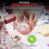 Clear Plastic Glass Recyclable Shatterproof Wine Goblet - Disposable & Reusable Cups for Champagne, Dessert 40Pcs