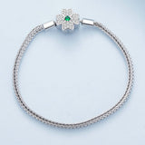 Green Zircon Lucky Four Leaf Grass Basic Bracelet