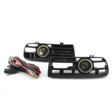 1 Pair Car Auto White Front Bumper Grilles Replacement For VW Golf 4 1998-2004 Angel Eyes Lamp LED Running Fog Light